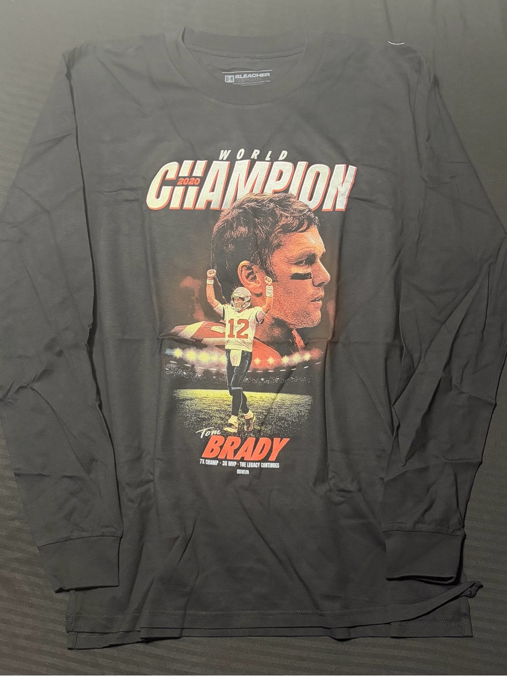 Bleacher Report Tom Brady World Champion Long Sleeve Shirt Black L NWT